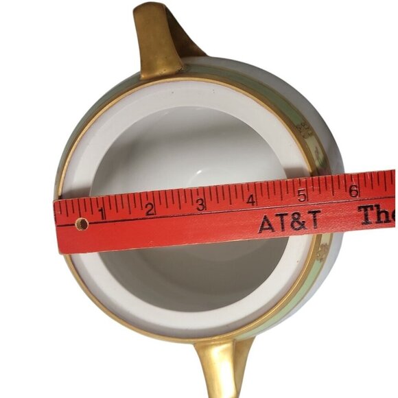 Q&EG Royal Austria Large Lidded Bowl Gold Trim Green Floral 4"T Double Handled - Picture 9 of 14